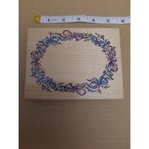 Ribbon Oval Frame Tiny Flowers Bows Rubber Stamps Large 5x4 in STAMPENDOUS